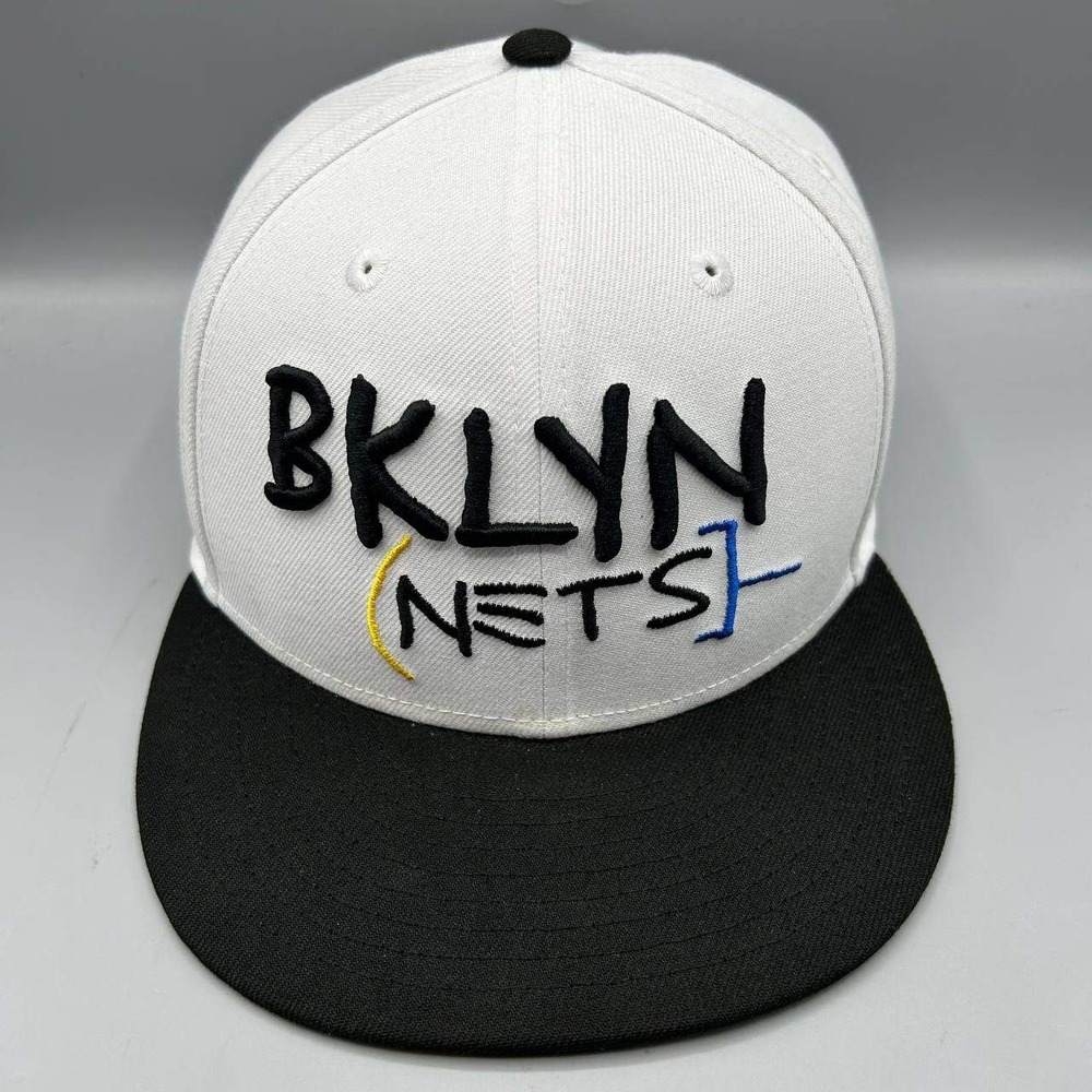 Brooklyn Nets MLB Hat Men 7 5/8 White Black 59Fifty New Era Fitted Cap
